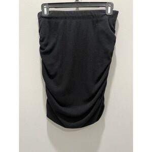 Sundry x Evereve Black High Waisted Ruched Soft Bodycon Mini knee length Skirt 2